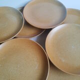 Set de 8 assiettes à dessert en grès CNP Grès village France vintage