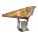 Walnut and stainless steel bench, 1980