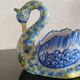 Ashtray or small planter in the shape of a swan made of Quimper earthenware.