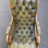 English Chesterfield olive green relax armchair