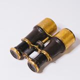 Pair of 1900 theater binoculars brass and restored leather