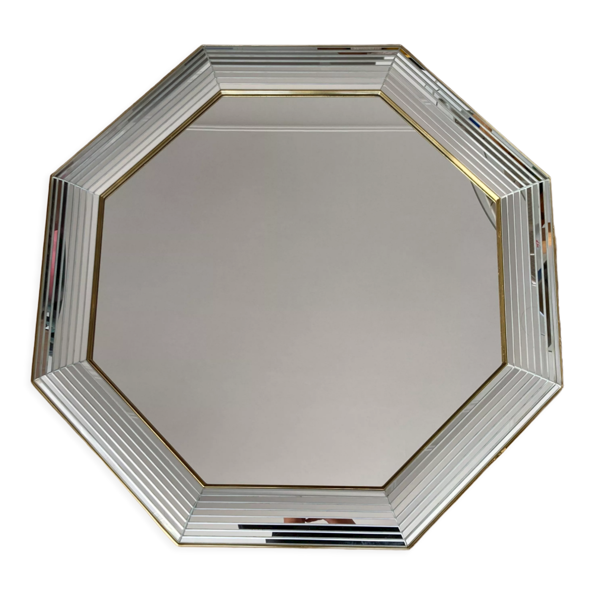 Miroir octogonal en verre années 70