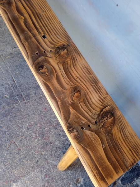 Bench 140 cm old patinated solid wood