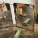 Miroir de barbier triptyque vintage
