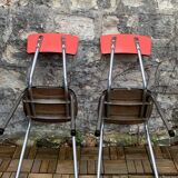 Pair of red Formica chairs Roc 1960