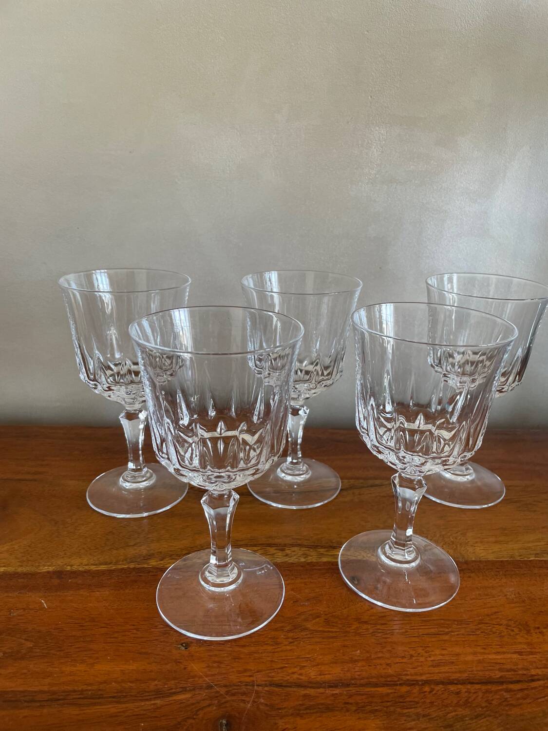 5 large Arques crystal water glasses