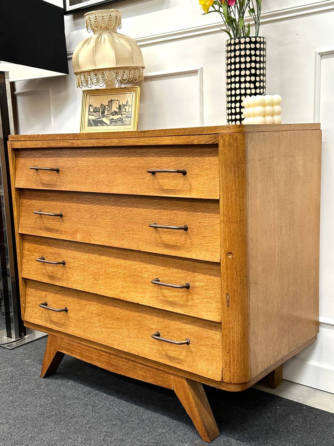 Vintage chest of drawers with compass feet