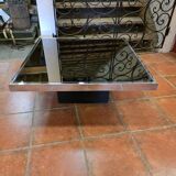 Chrome coffee table with smoked mirror top