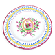 Saint-Clément earthenware rooster plate with floral medallion and ribbon decoration