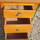 Small vintage desk with 3 drawers in lacquered tube and wood