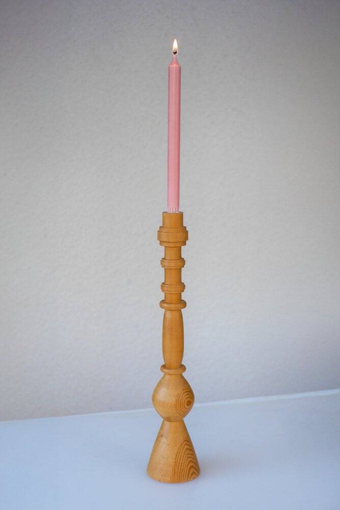 Pine candleholder in the style of Erik Höglund for Boda, Sweden, 1970s