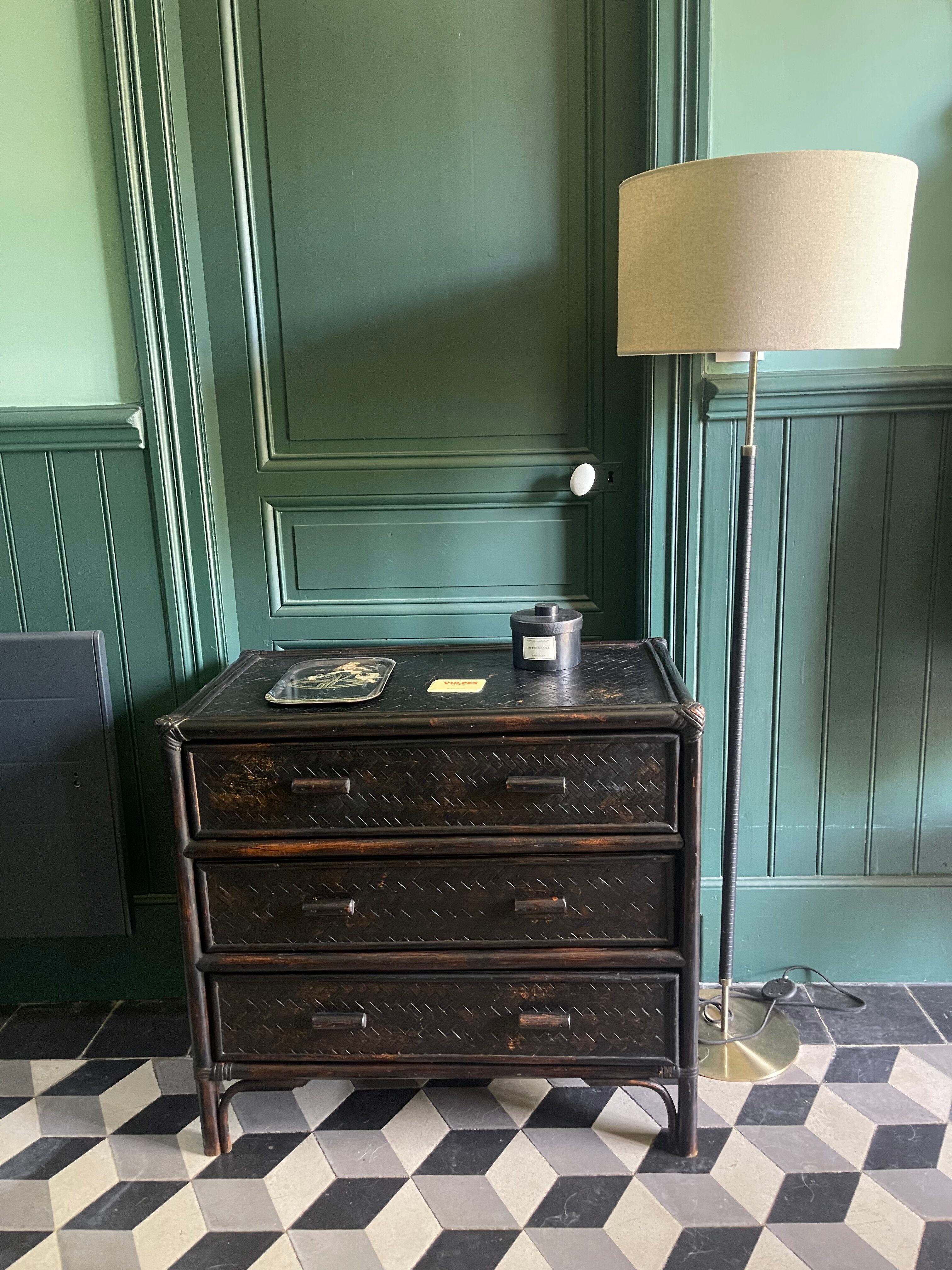 Vintage rattan chest of drawers