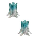 Contemporary Scenographic Set of Two Greeen "Felci" Murano Glass Wall Sconc