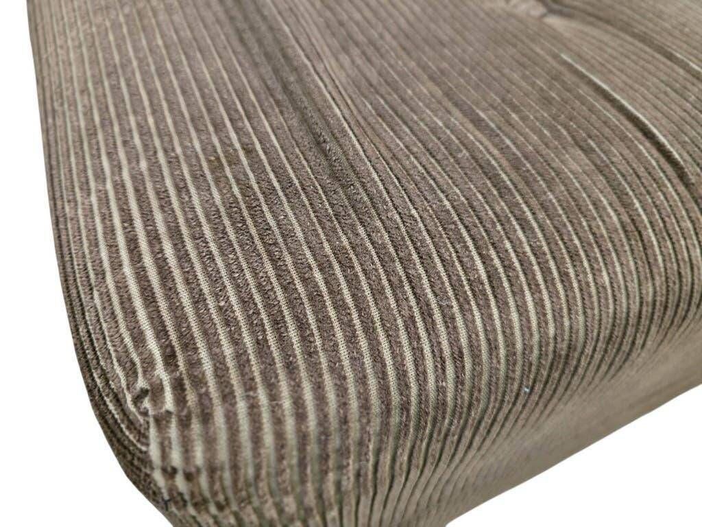 Fauteuil vintage marron côtelé / une place avec accent chromé