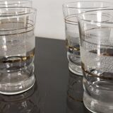 8 glasses with white granite strip and golden borders year 50's