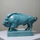 Bison Zsolnay in turquoise glazed earthenware, Hungary, 1940s-50s.