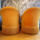 Pair of mustard velvet toad armchairs