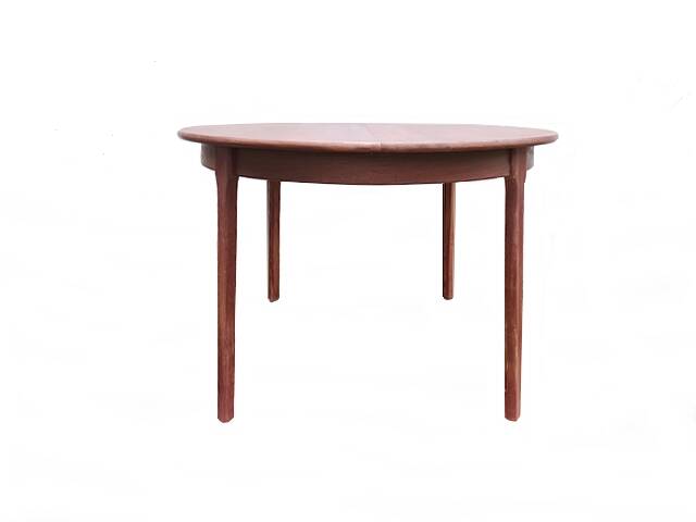 Vintage Scandinavian teak extendable round dining table 1960
