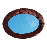 Oval mirror vintage rattan