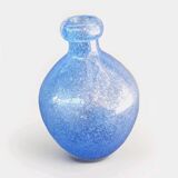 Small blue bubble glass vase