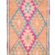 2x12 Rug For Kitchen Orange Herki Vintage Runner Rug, 73x369Cm