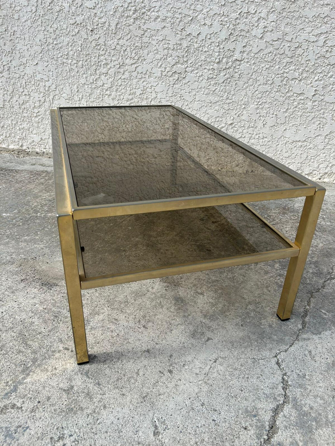 Iron coffee table with glass top