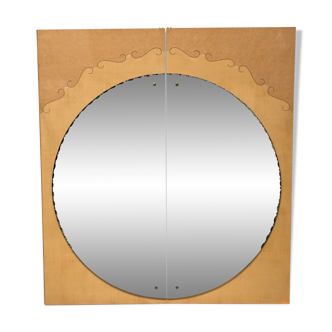 Two-part round bevelled mirror 110x55cm