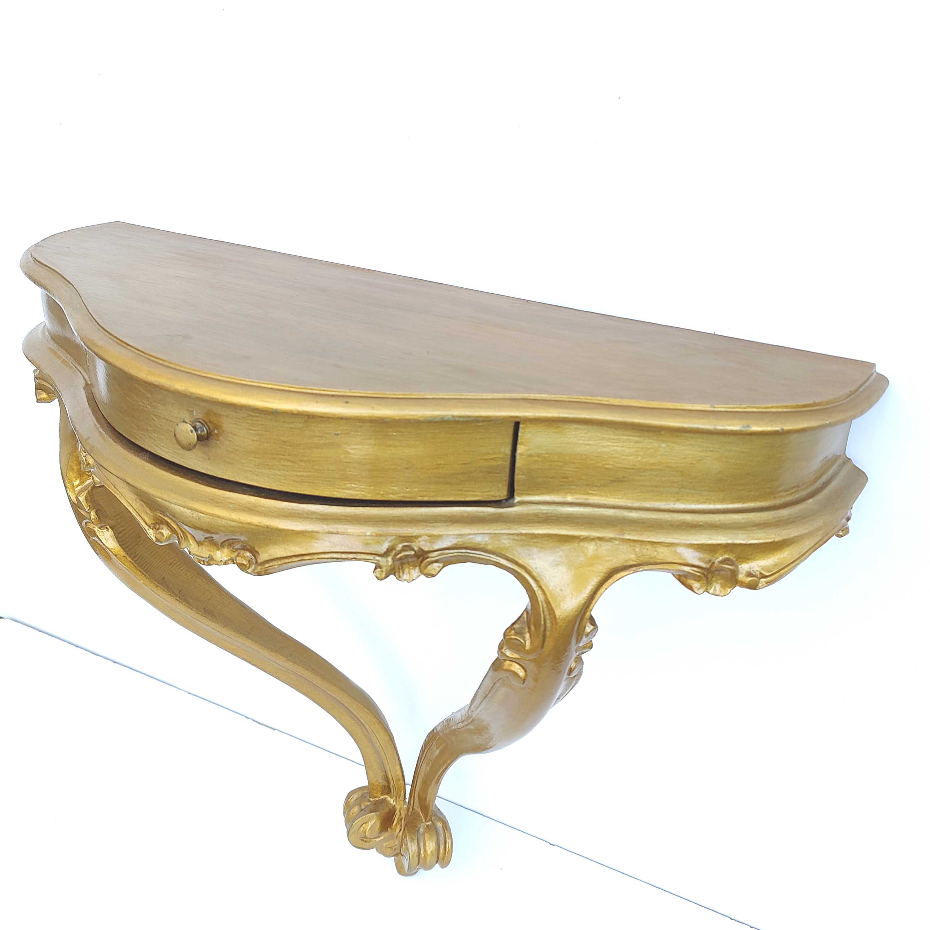Wall console / gold shelf with drawer