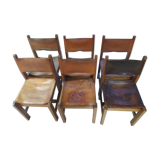 Lot de 6 chaises regain cuir et orme