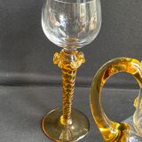 Pitcher and 2 crystal glasses signed XXth