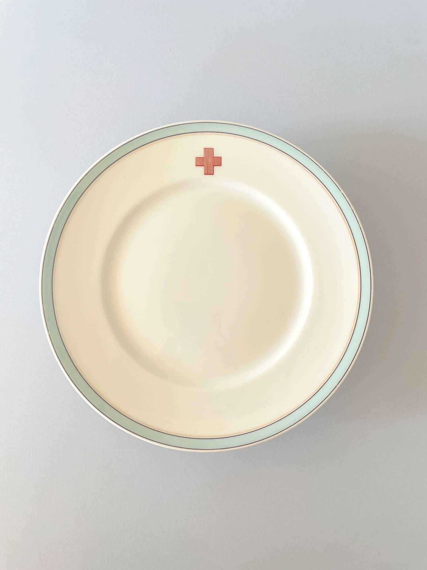 Pair of Limoges Porcelain Compotiers – Red Cross / Hospital Style