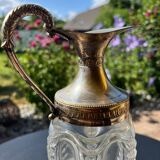 Ewer in molded Murano Venetian glass and metal