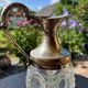 Ewer in molded Murano Venetian glass and metal