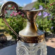 Ewer in molded Murano Venetian glass and metal