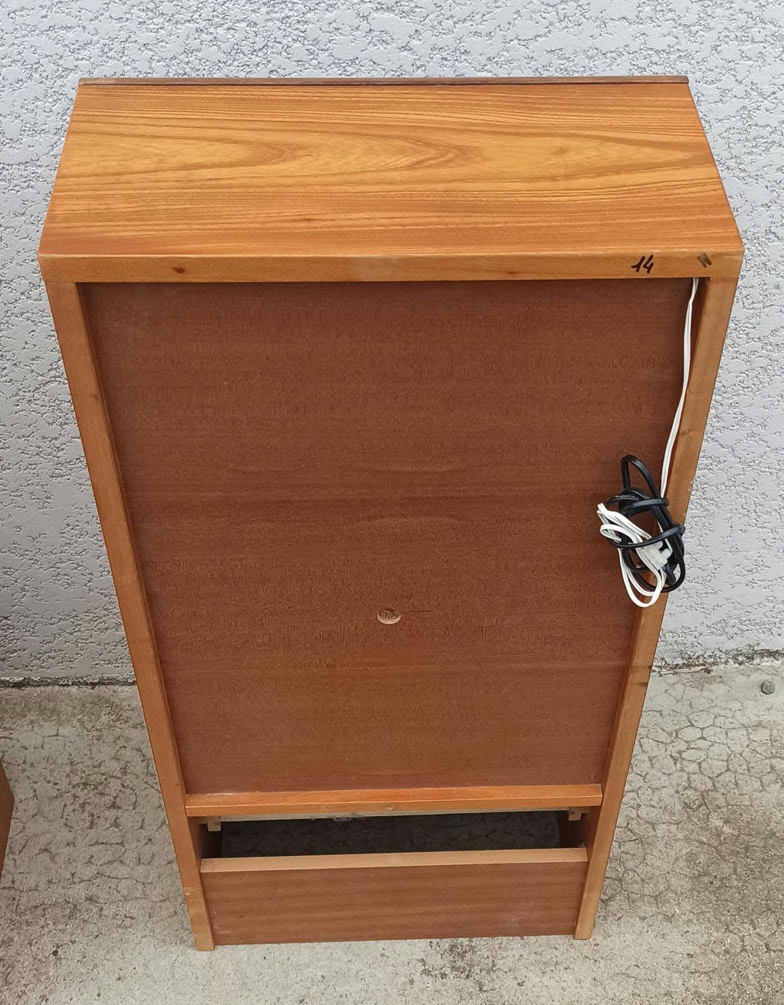 Pair of bedside tables with integrated lighting, 1970s.