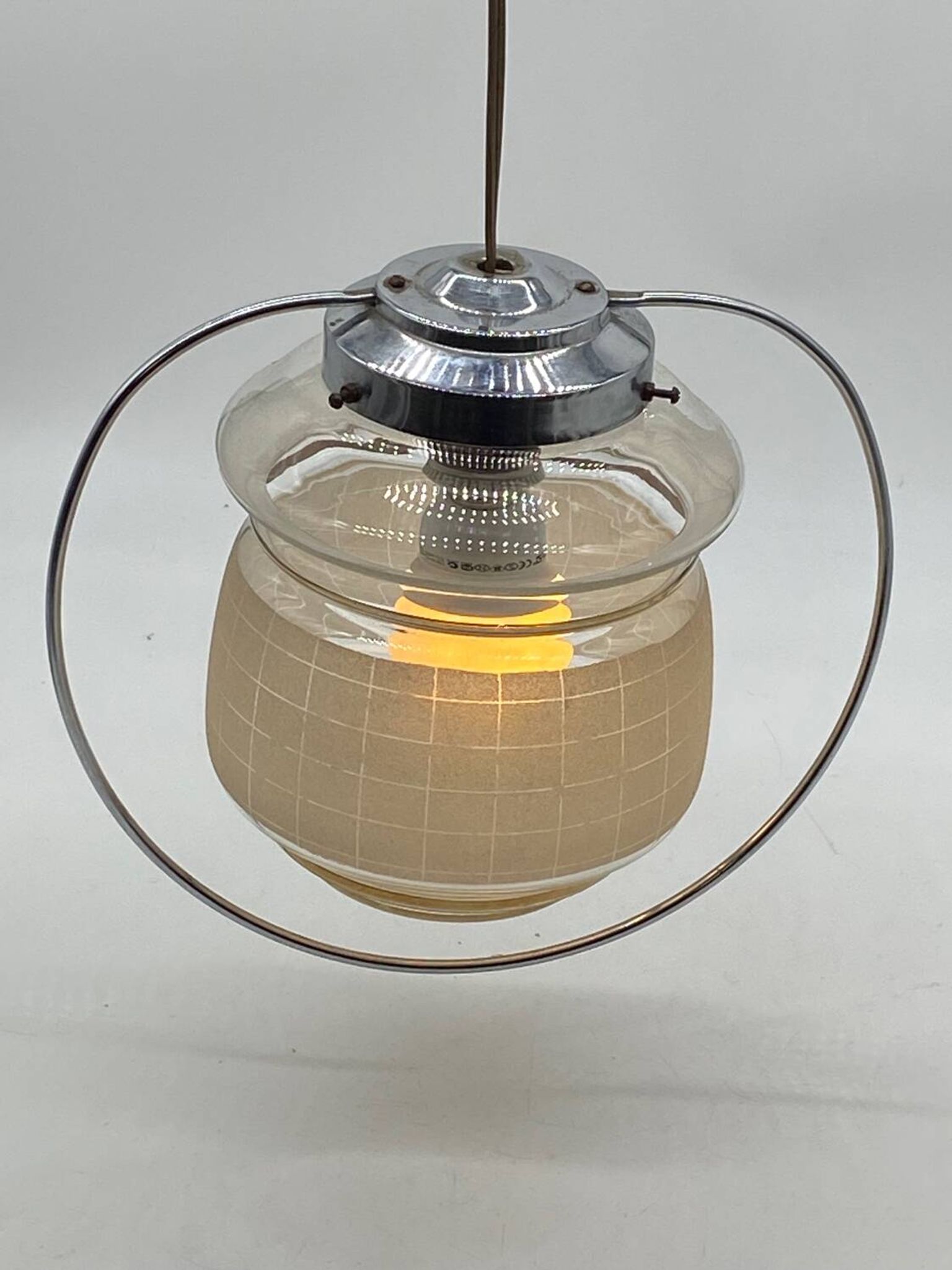 Art Deco chandelier / light fixture / pendant light, vintage, chrome