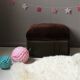 Fauteuil crapaud  & ottoman vintage velours brun profond