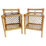 Mid-Century Bamboo and Rattan Nightstands, Spain, Hand-Crafted, 1970s