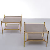Superb brass bronze sofa tables, 1950s, france