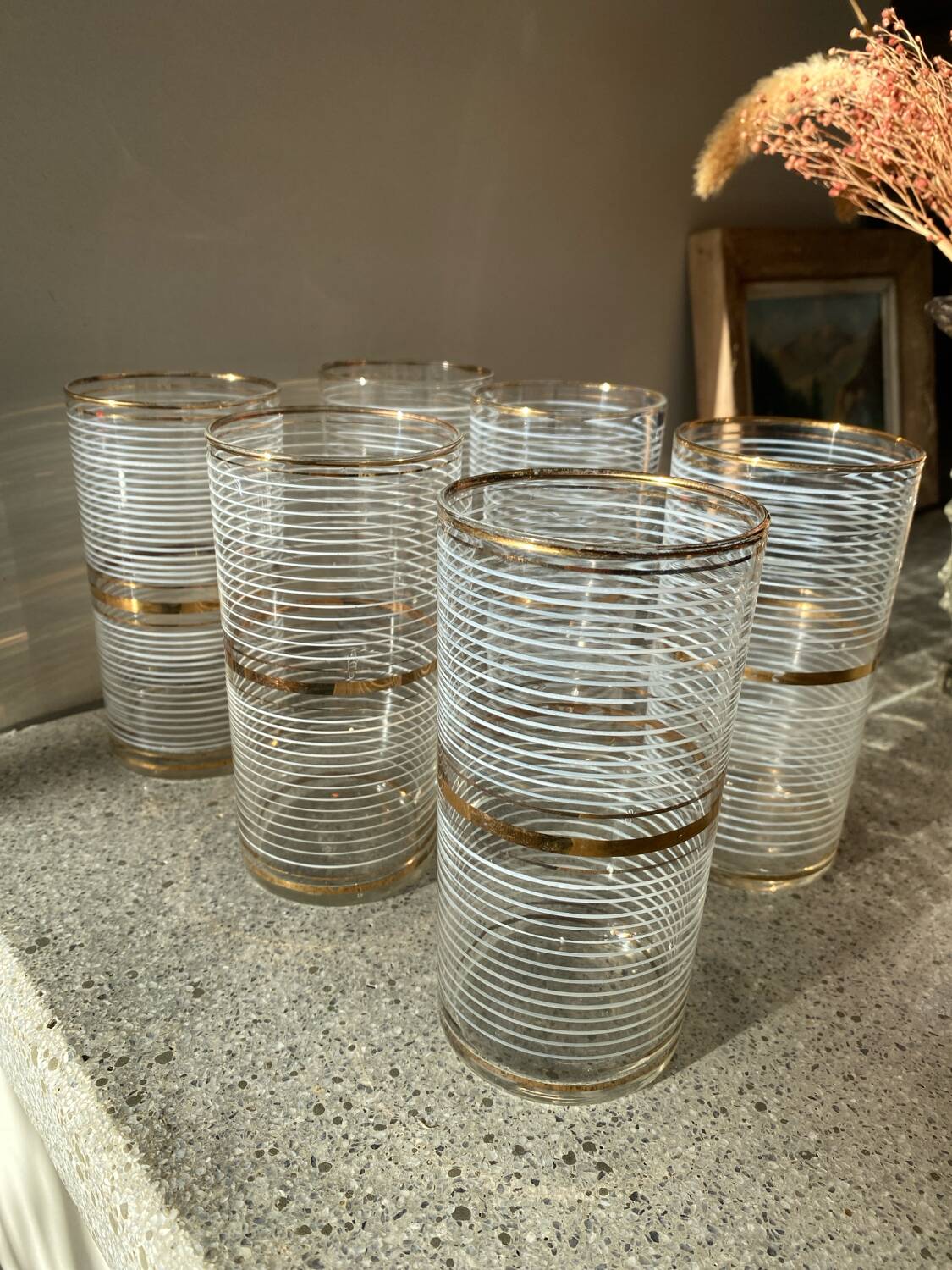 6 vintage orangeade glasses