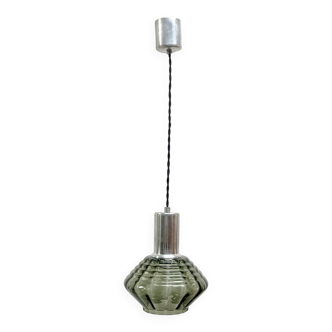 Suspension en métal et verre hexagonal fumé du milieu du siècle, Espagne, années 1960