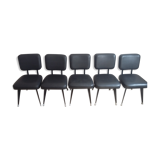 Set of 5 black industrial chairs - 1960s