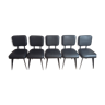 Set of 5 black industrial chairs - 1960s