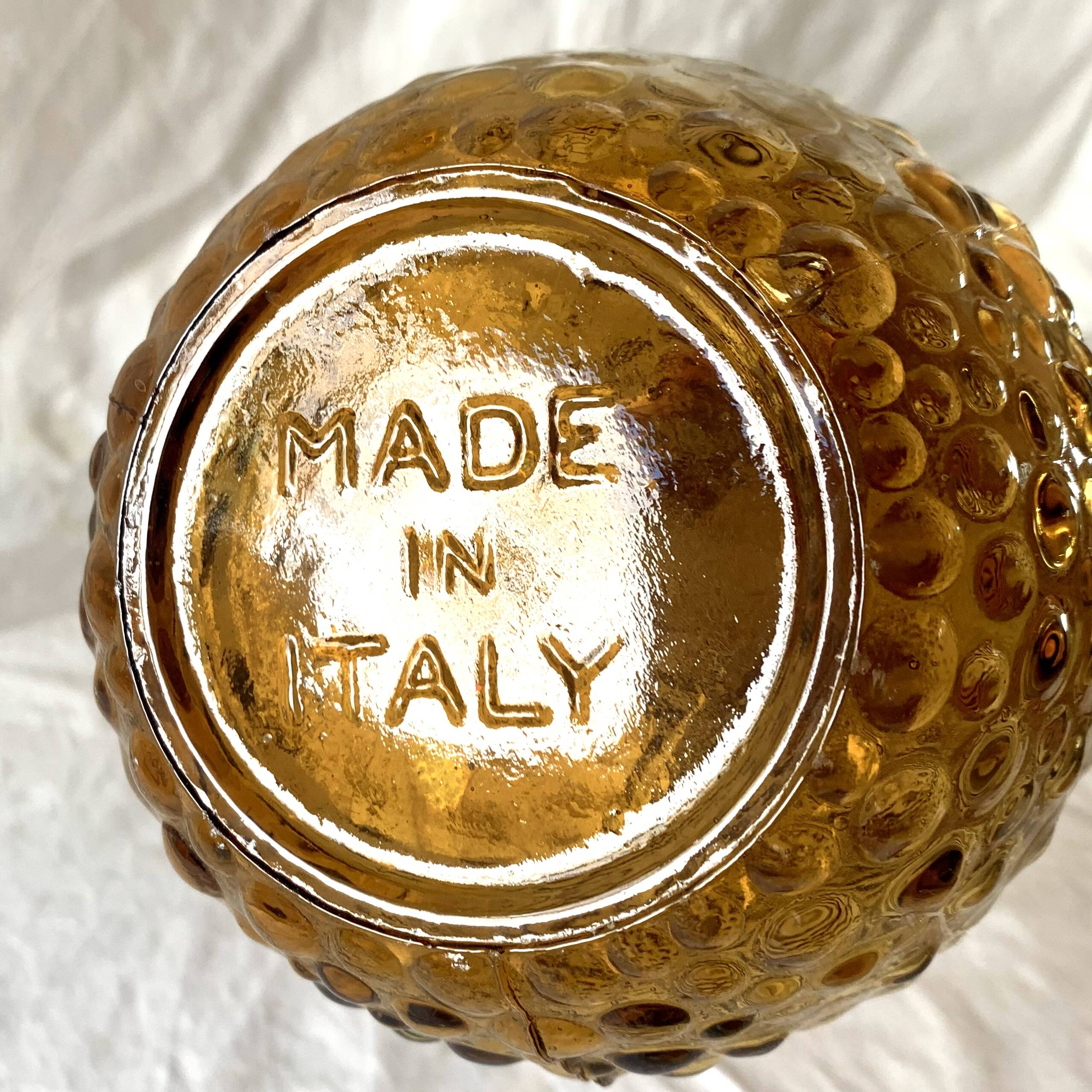 Genie bottle in amber yellow Empoli glass