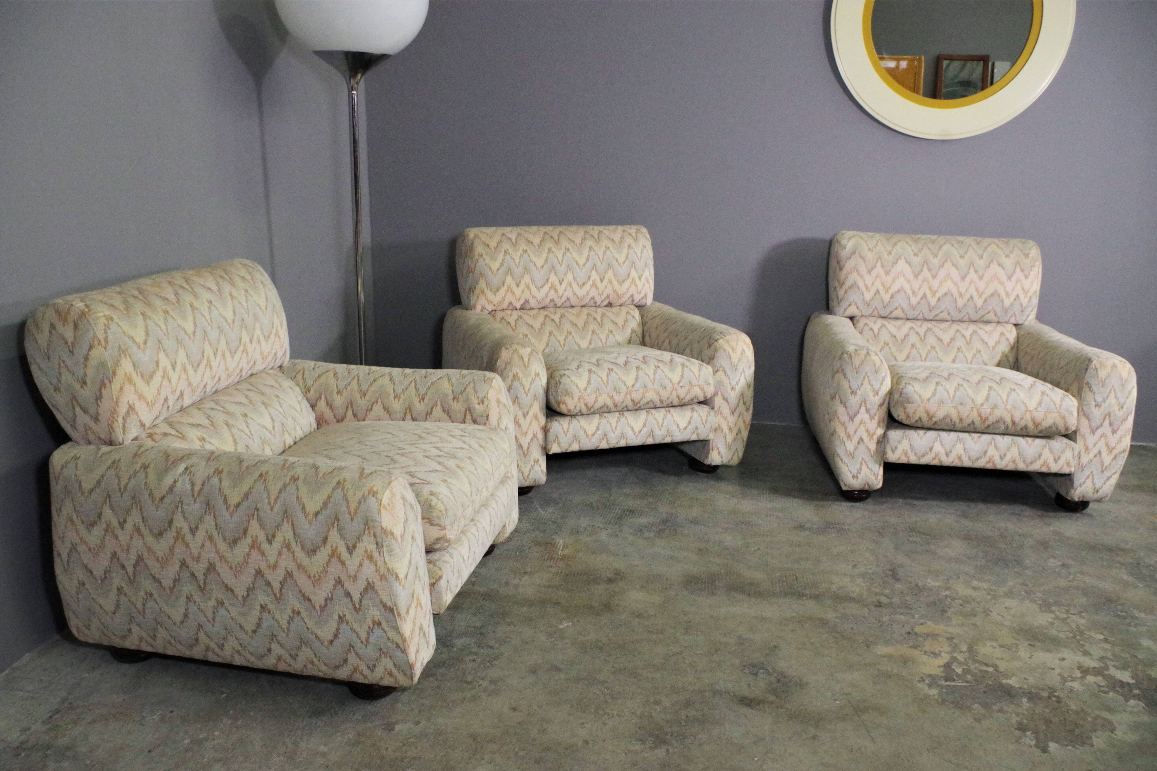 Missoni armchairs, 1970s, set of 3