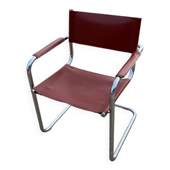 Chromed leather armchair MG5 Grassi style