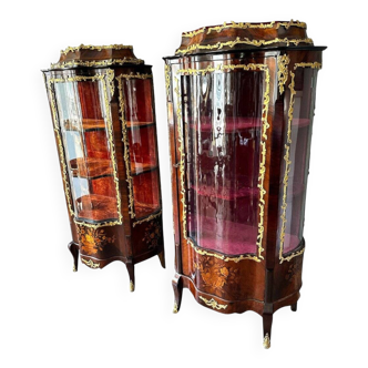 "Nineteenth Century, Napoleon III, Pair of Display Cabinets with Bronzes" Elegant pair of