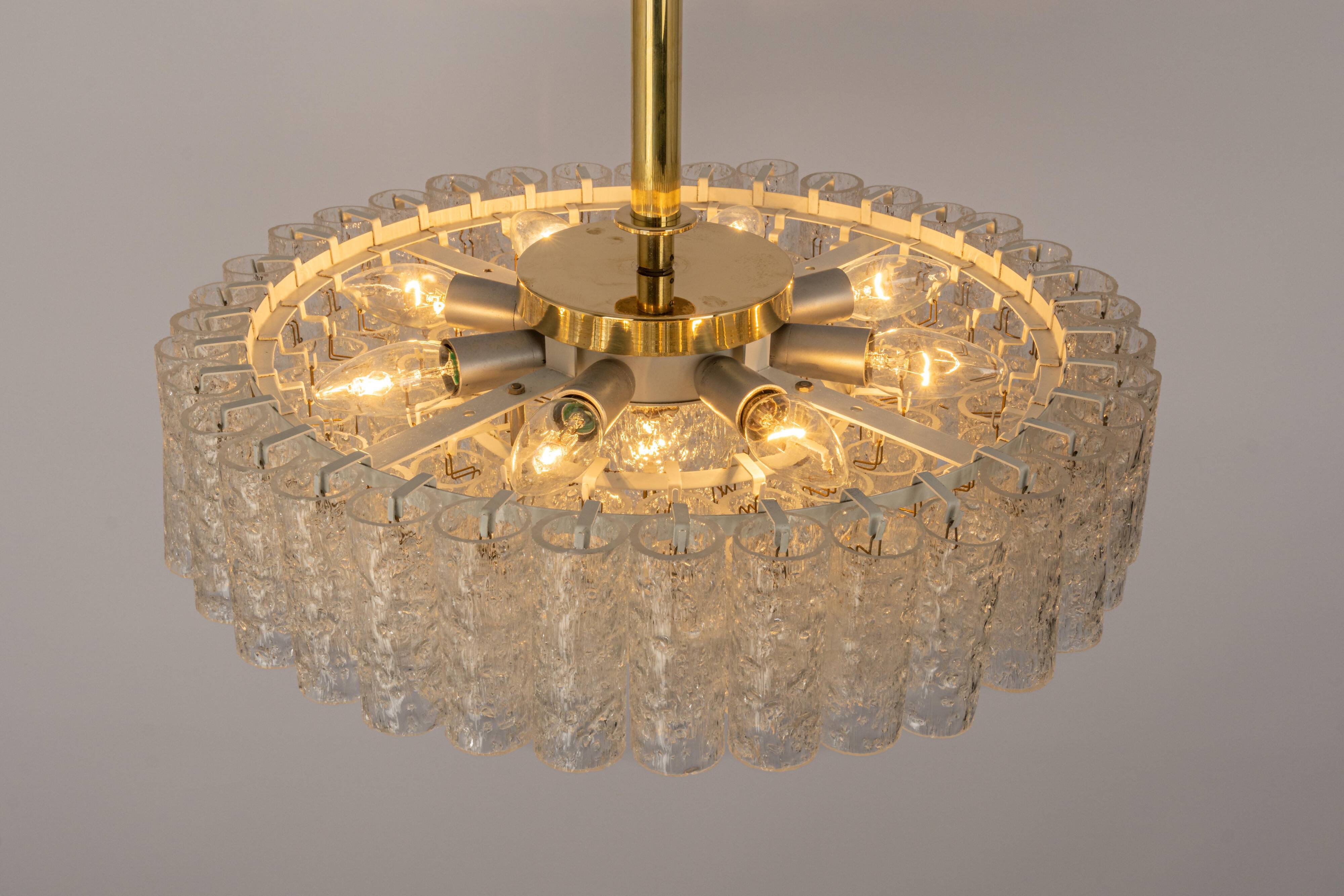 Large Doria chandelier with frosted glass tubes, Germany, 1960s.