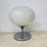 Lampe Space Age en verre opalin, acier chromé et fonte par Kaiser Leuchten,