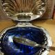 Vintage silver metal butter in shell shape